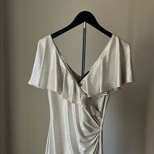 Ralph Lauren One Shoulder Silver Dress